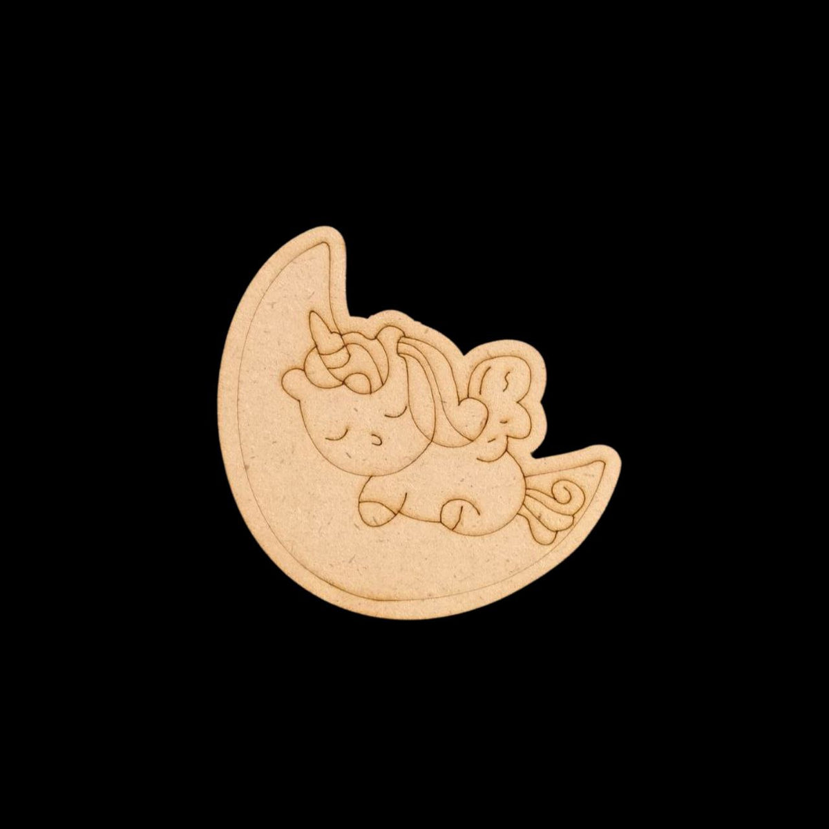 Sleeping Unicorn Moon (MDF Lasercut Premarked Colouring Base)