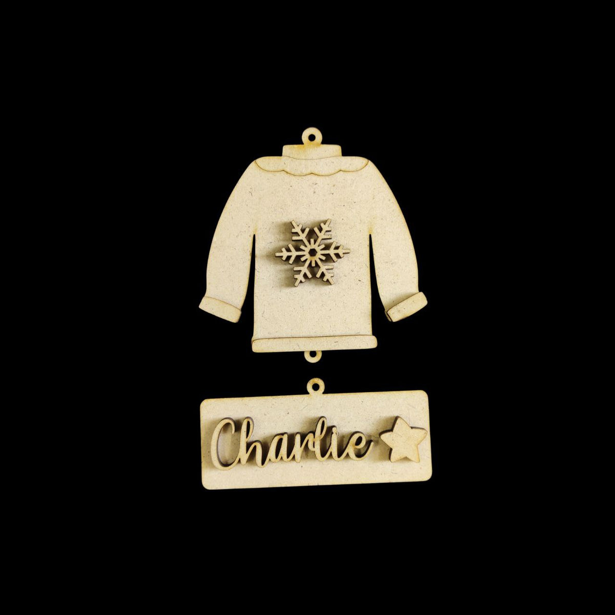 Snowflake - Fleece Sweater Jacket Ornament - Personalised - Christmas (MDF)