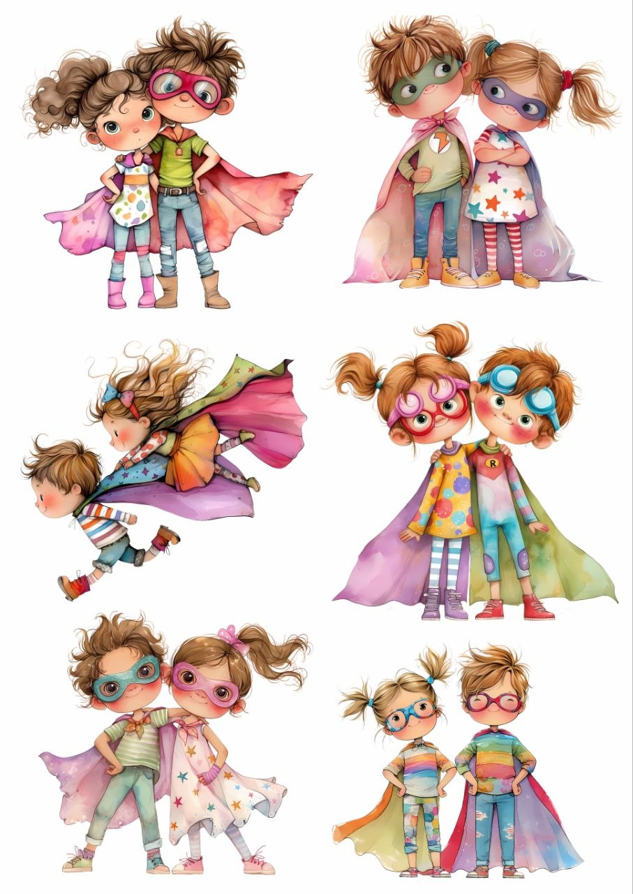 Super Boy and Girl - Press N Peel Stickers (UV DTF) Rakhi Special