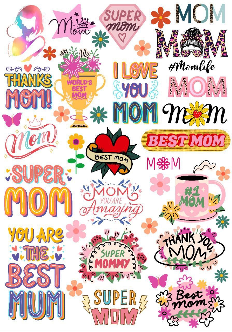 Happy Mother's Day - Colourful ( Instant Transfer Sheets )