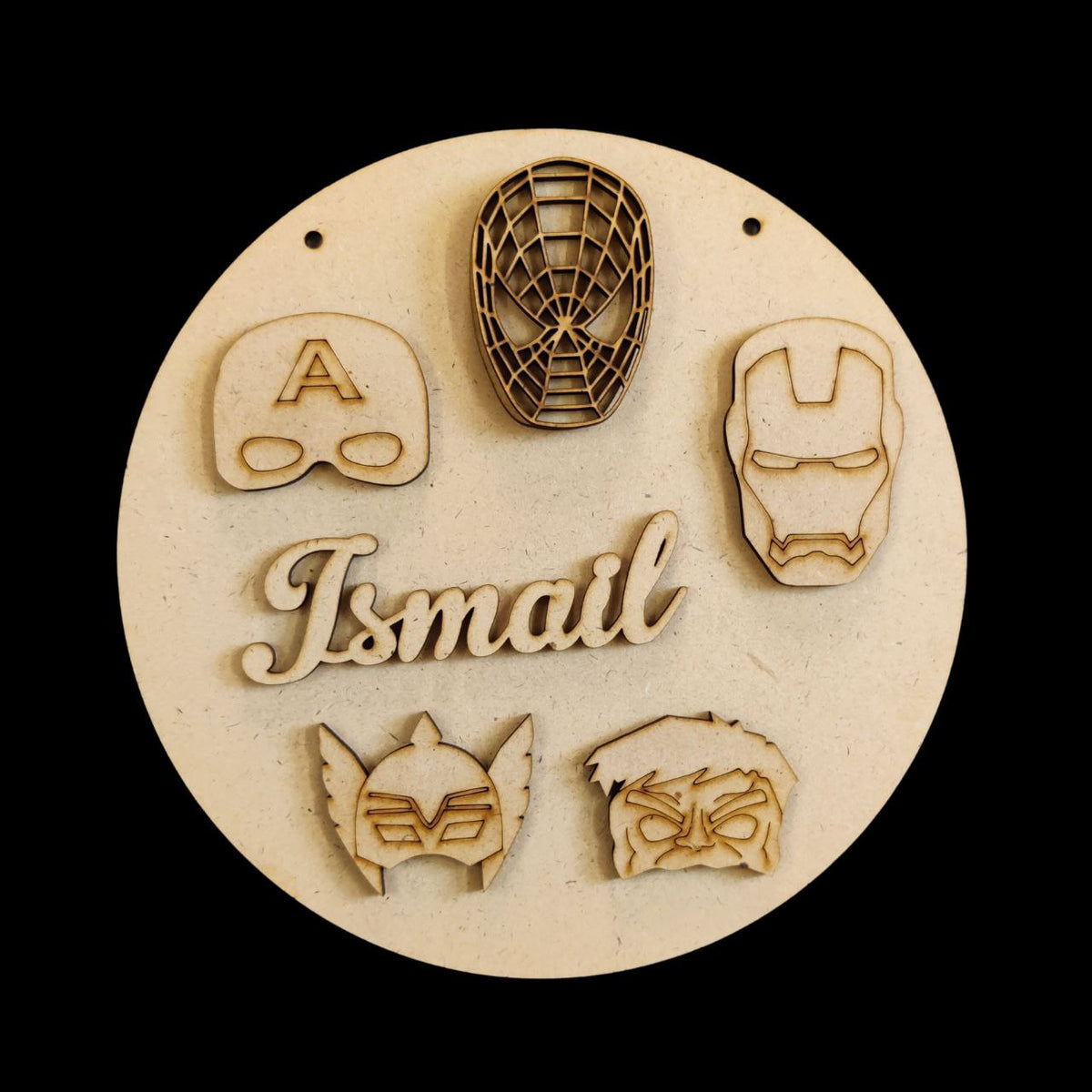 Superhero mask - personalised monogram ( Name plate base MDF )