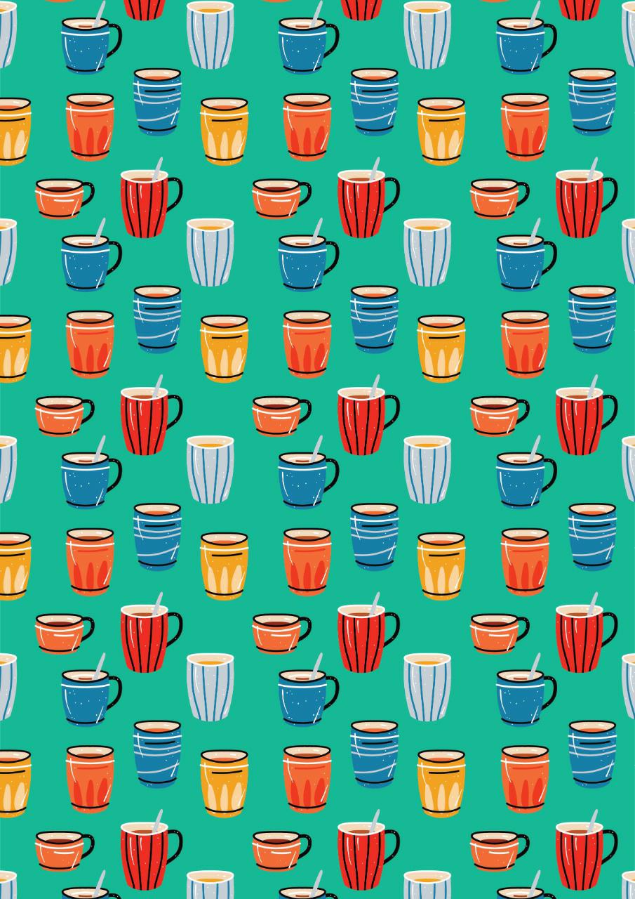 Tea Cups n Glass - turquoise ( Decoupage papers )