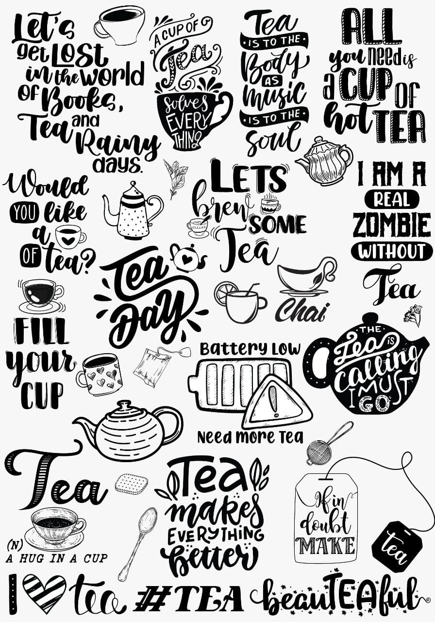 Tea Quotes ( Instant Transfer sheet )