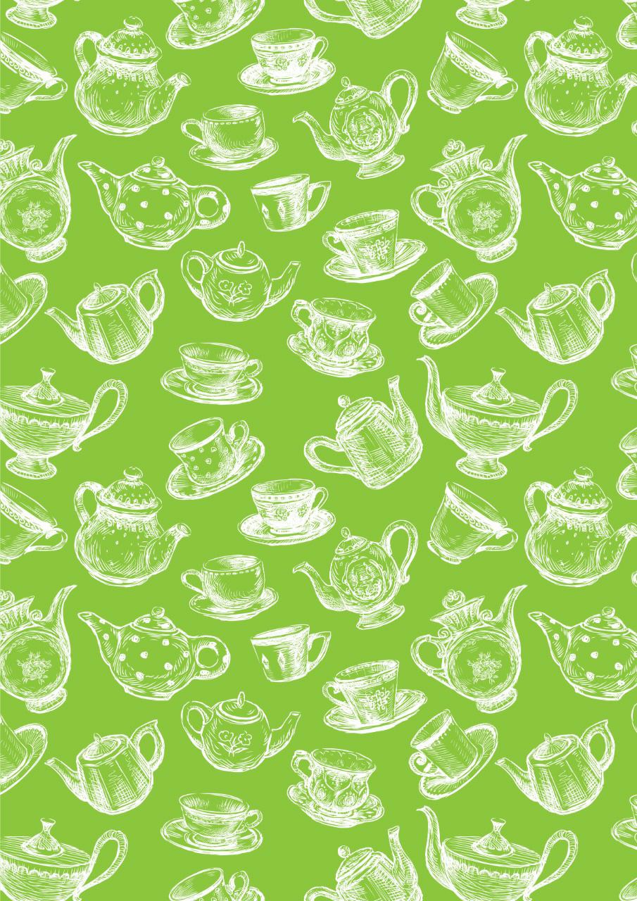 Teacup pot - Pista green ( Decoupage papers )