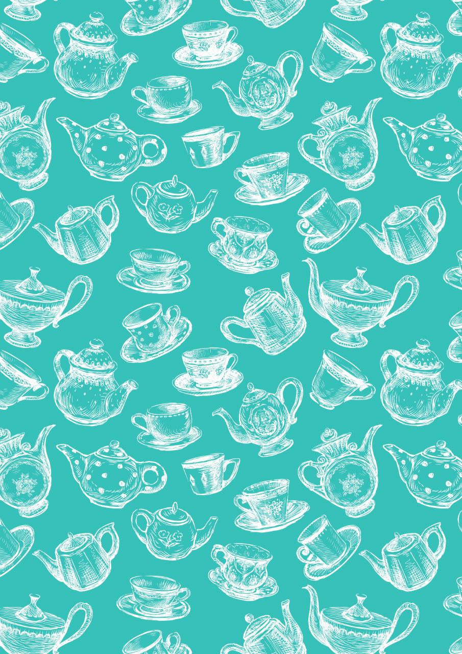 Teacup pot - turquoise ( Decoupage Papers )