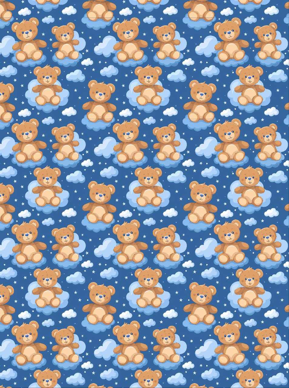 Teddy bear on cloud - Seamless Pattern (Decoupage Paper)