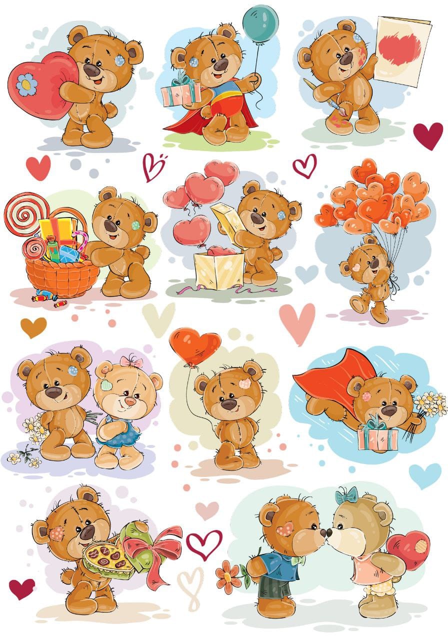 Teddy love ( Instant Transfer sheet )