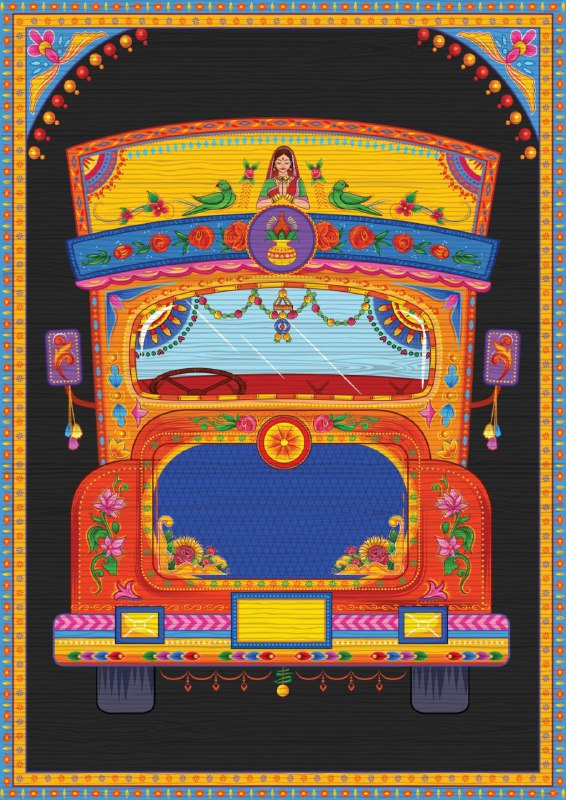 Truck - Desi Trucker art (Decoupage Paper)