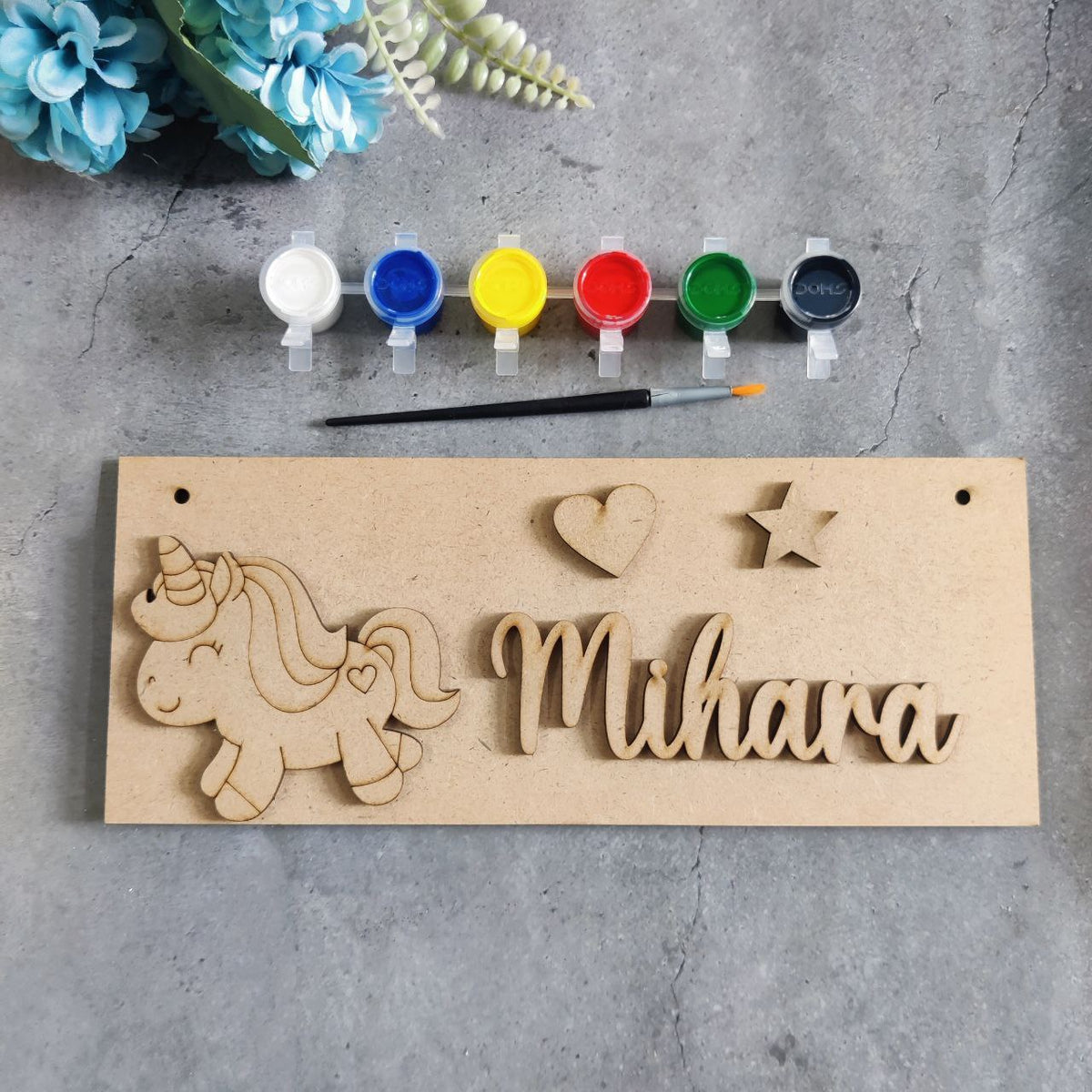 Unicorn Girl (DIY Name Plate Kit MDF) Personalised