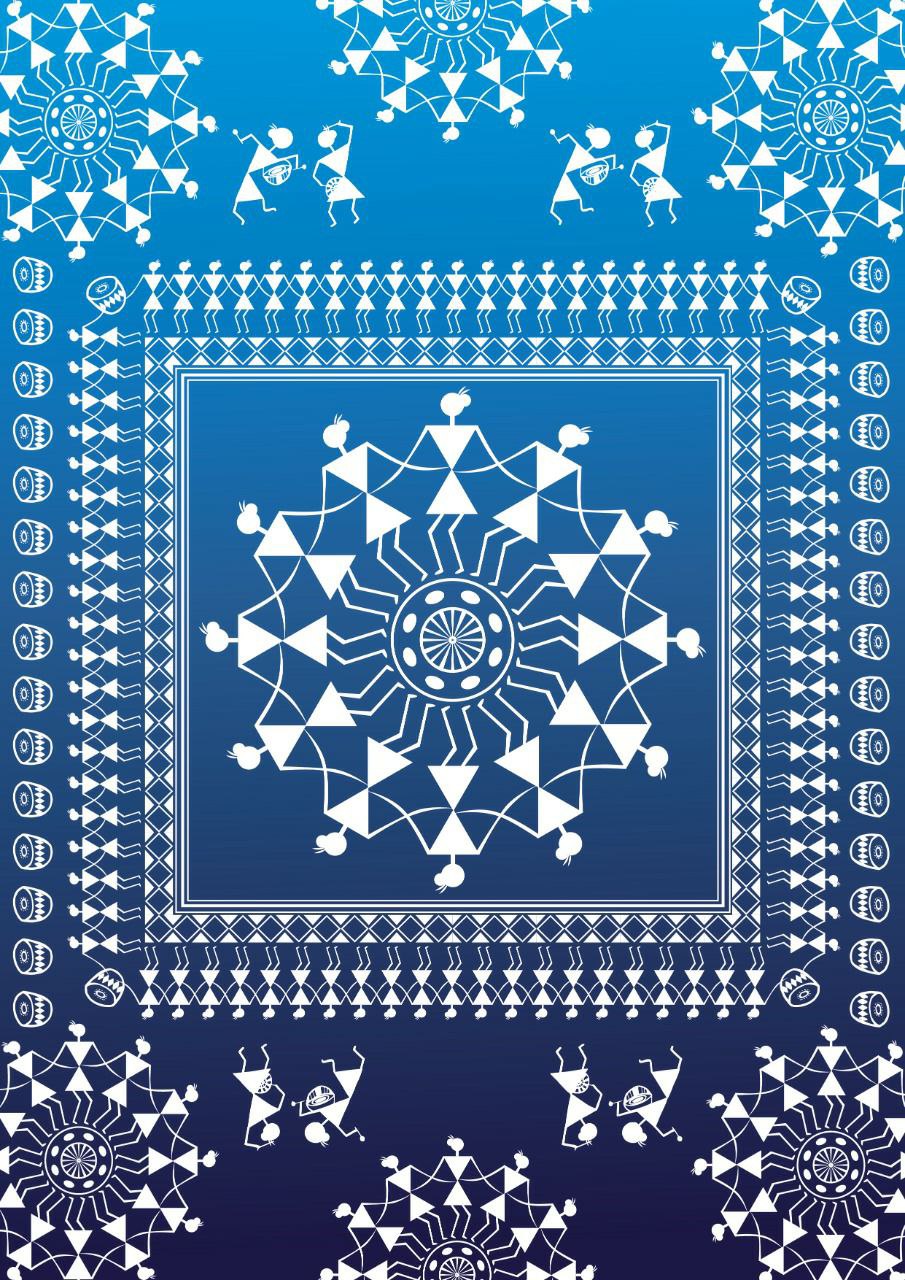 Warli dance - Cool Blue ( Decoupage papers )
