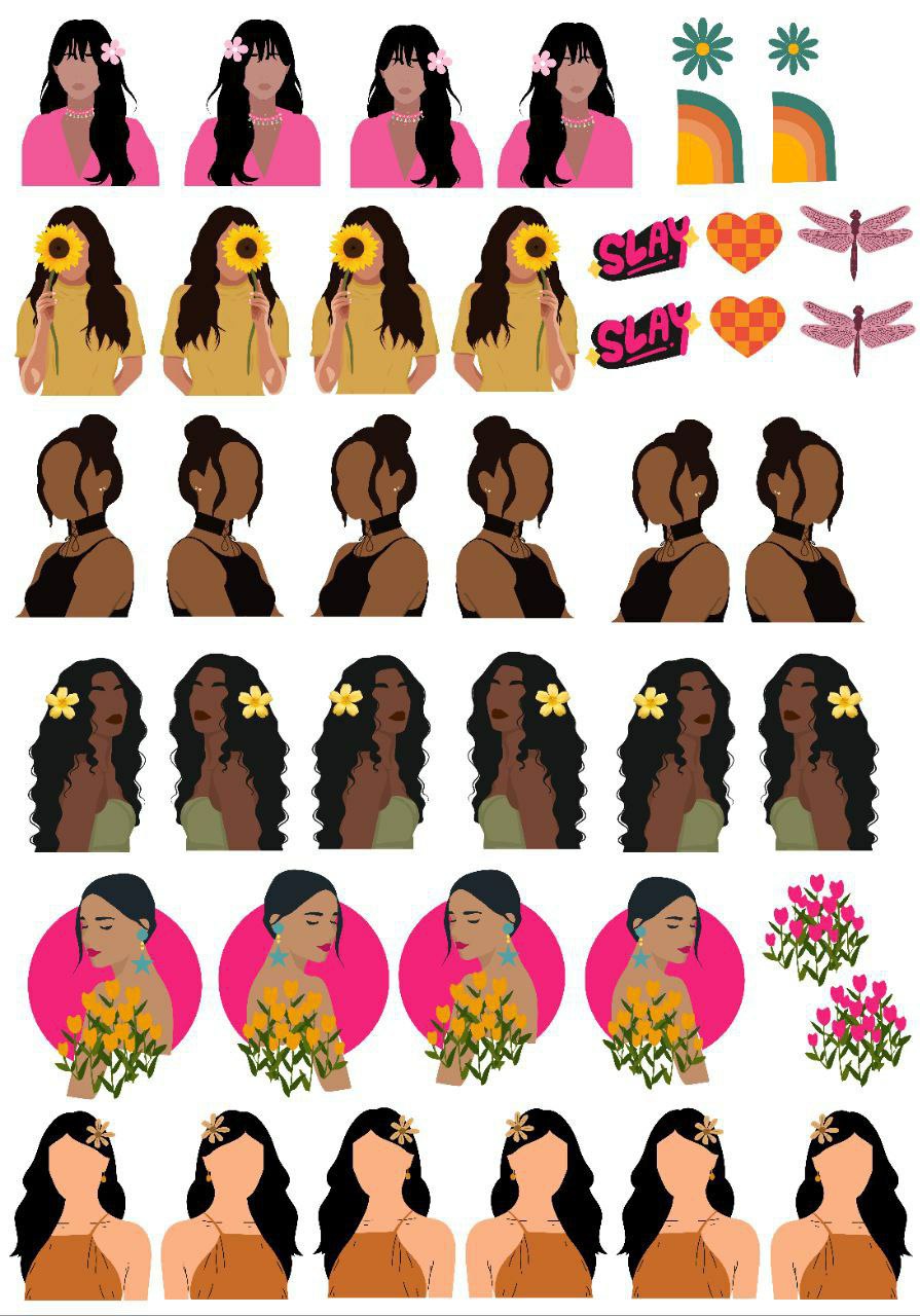 Earring Prints ( Celebrating Women - Instant Transfer Sheet )