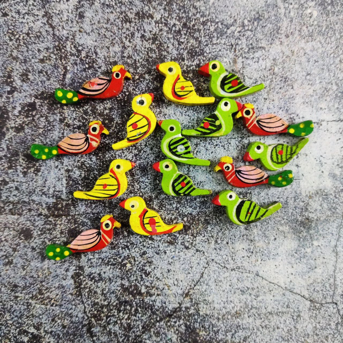 Wooden Birds - Miniature - Multi Colour ( Art & Craft Embellishment)