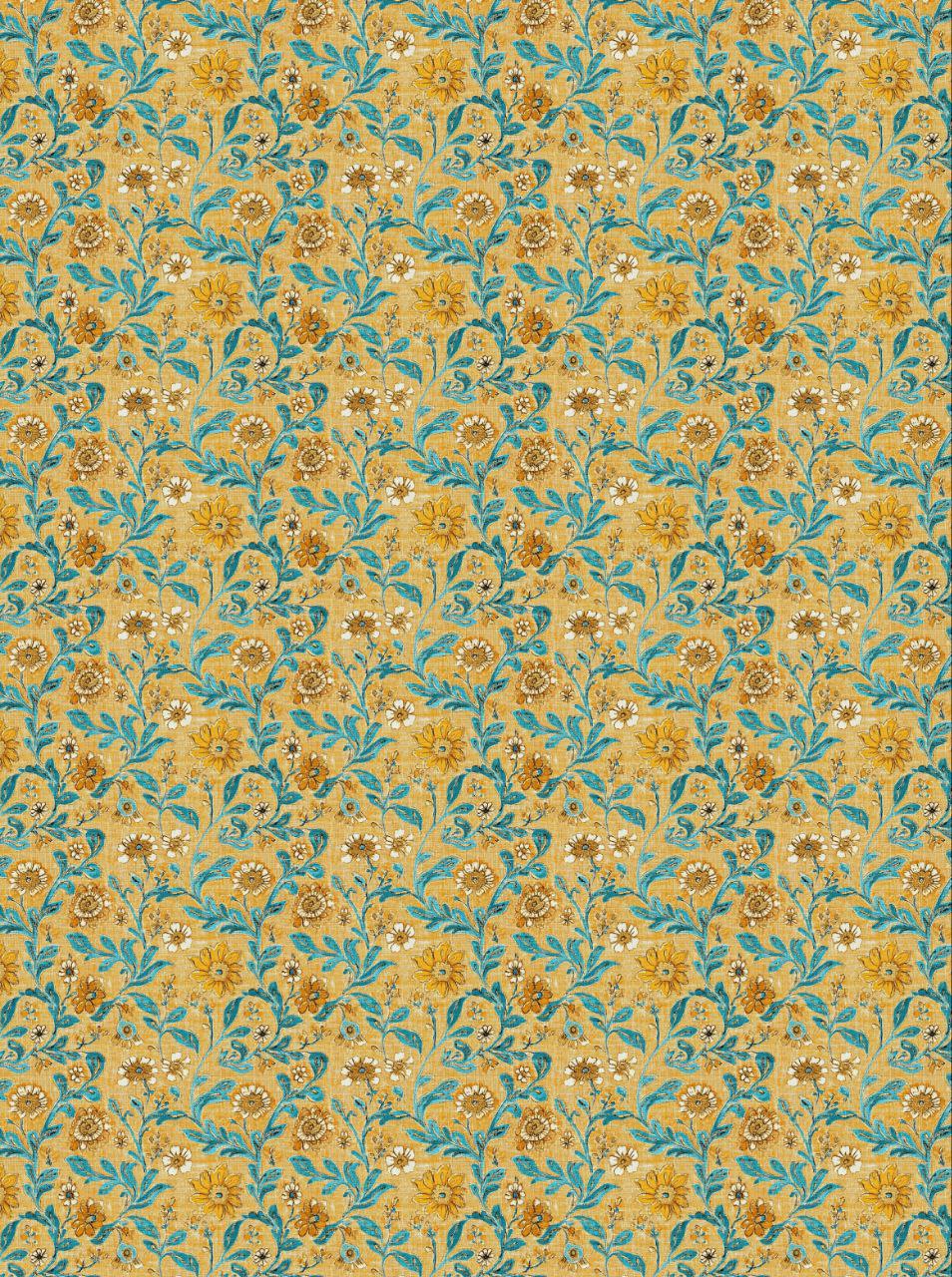 Yellow Flowers - Fabric Kalamkari (Decoupage Sheet)