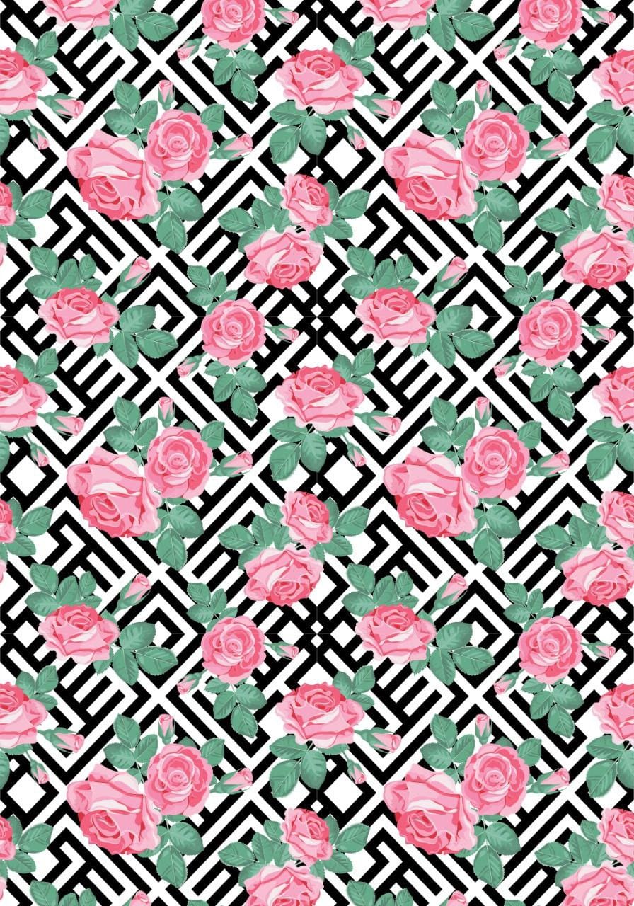 black n pink Floral ( Instant Transfer Sheets )