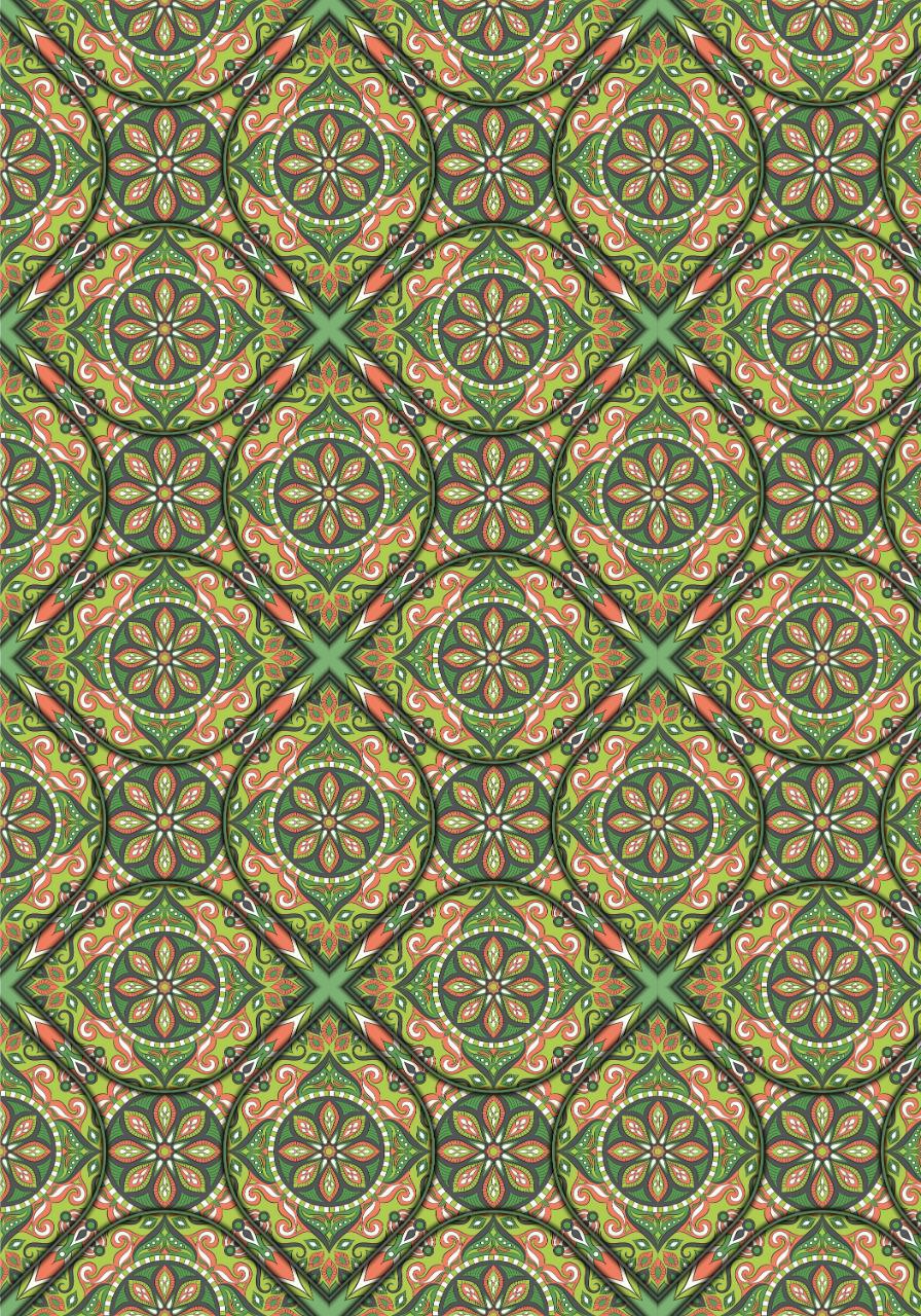 Green Traditional Floral Pattern ( Decoupage papers )