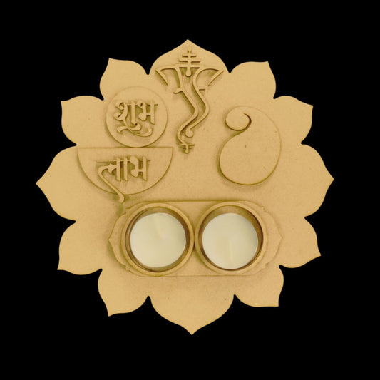 Platter with Embellishments and Tealight Holder - 1 ( MDF Diwali/Festive collections )