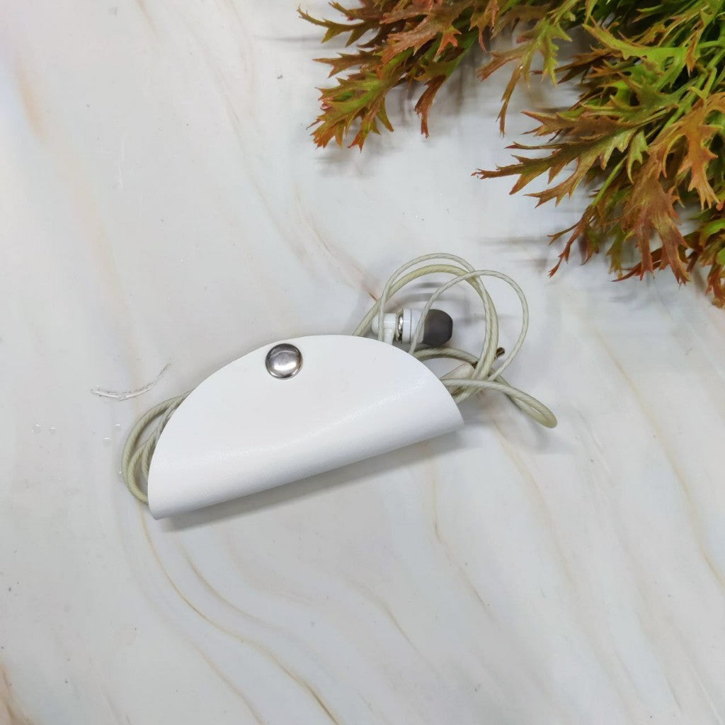 EarPhone Holder Round ( non-textured -- Faux Leather )