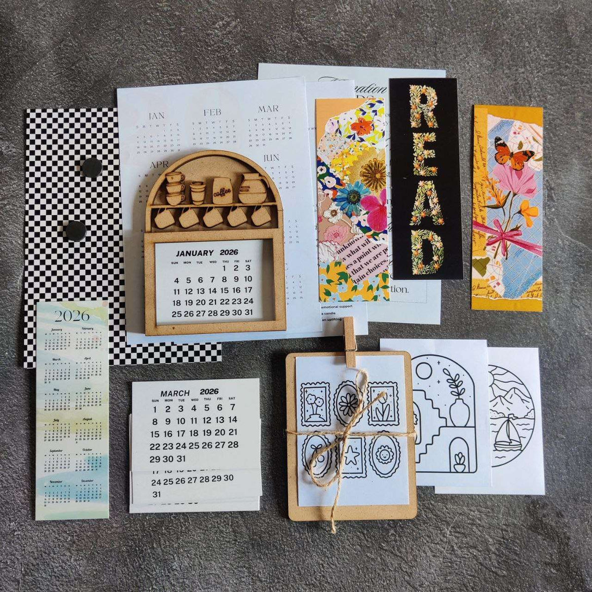 Fridge Magnet Calendar Kit 2026 (Coffee)