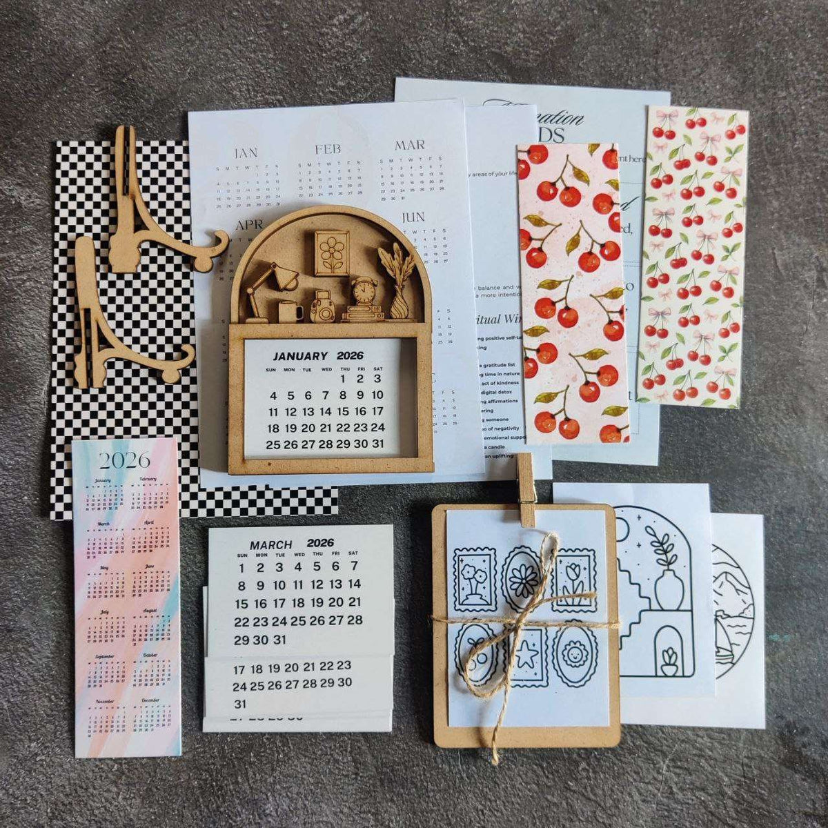 Desk Calendar Kit 2026 (Aesthetic)