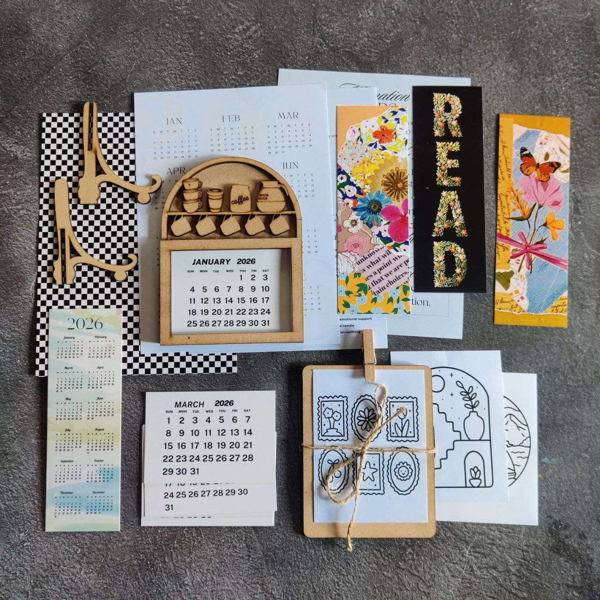 Desk Calendar Kit 2026 (Coffee)
