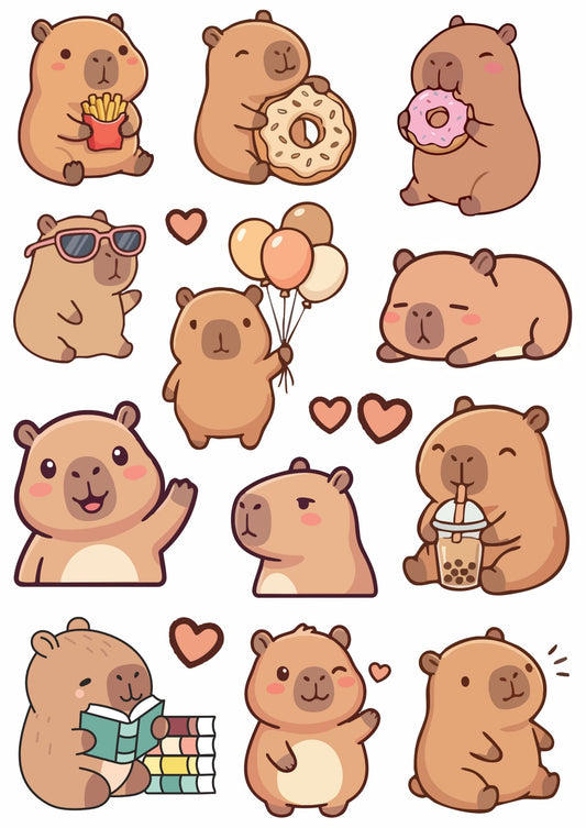 Cabybara 2 Press N Peel Stickers (UV DTF) Size A6