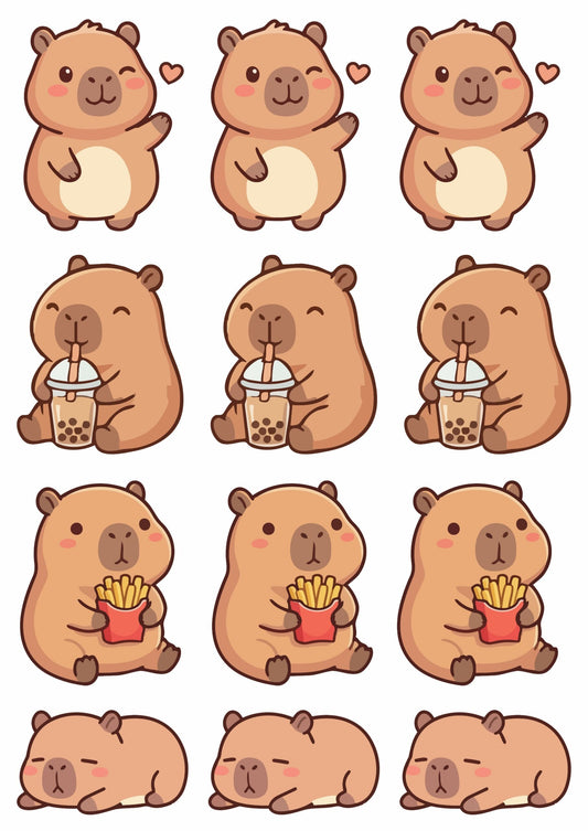 Cabybara 1 Press N Peel Stickers (UV DTF) Size A6