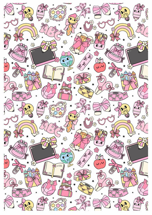 Teacher's Day Seamless 1 – Press N Peel Stickers (UV DTF) Size A6