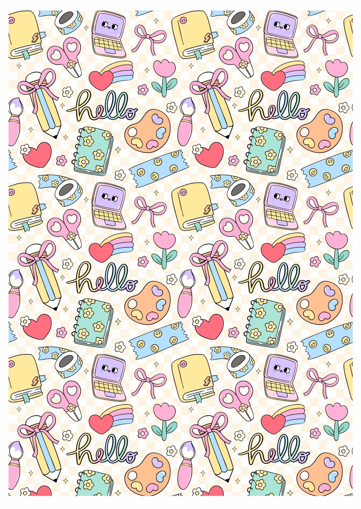 Teacher's Day Seamless 2 – Press N Peel Stickers (UV DTF) Size A6
