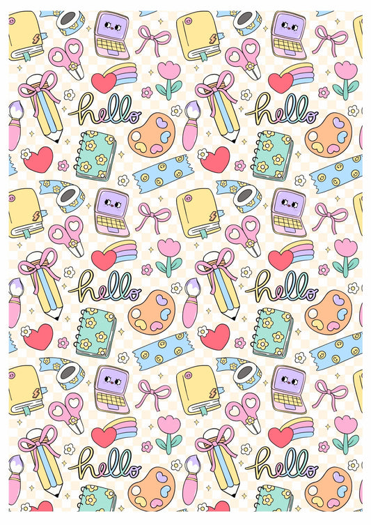 Teacher's Day Seamless 2 – Press N Peel Stickers (UV DTF) Size A6