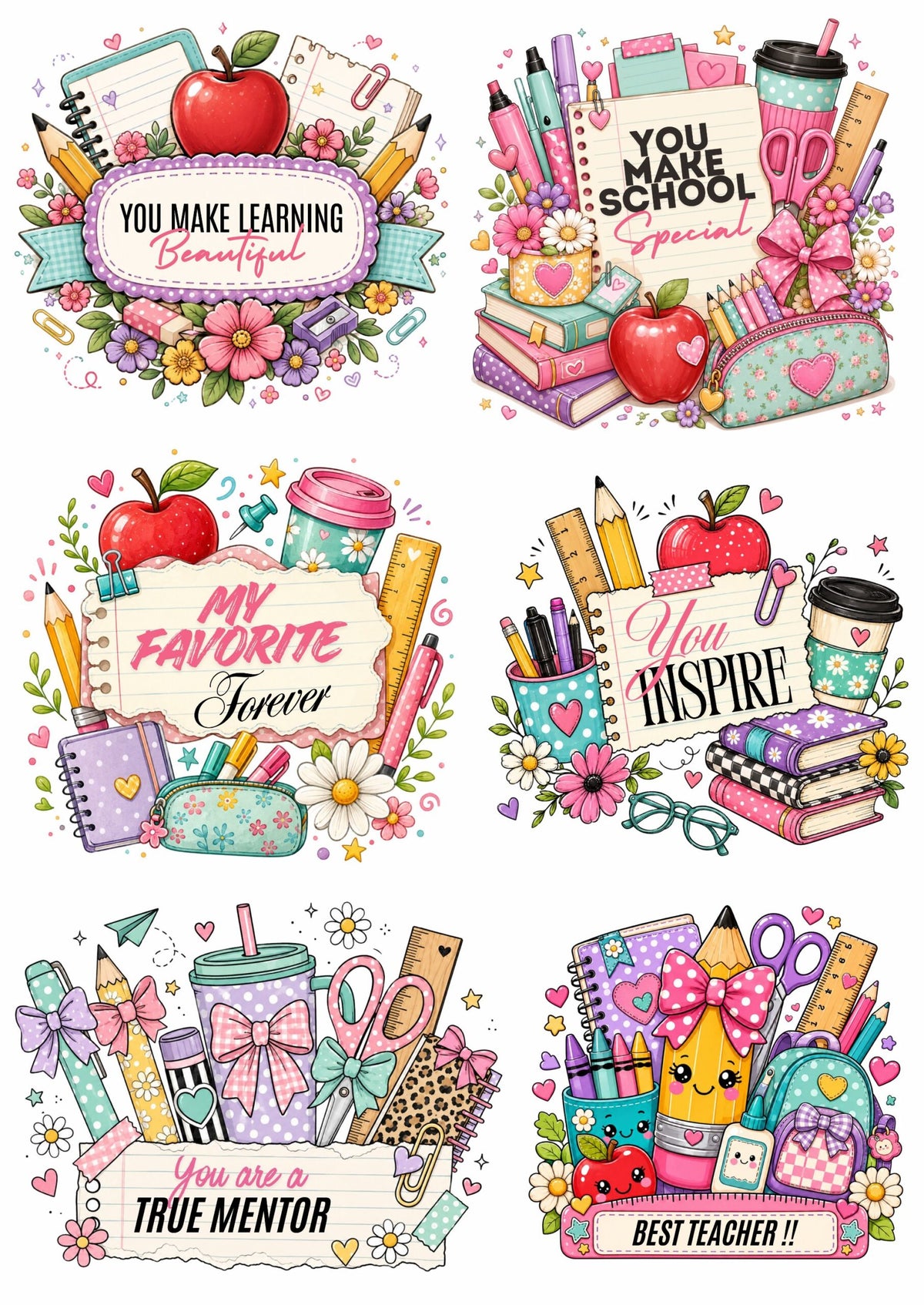 Teacher's Day Quotes  – Press N Peel Stickers (UV DTF) Size A6