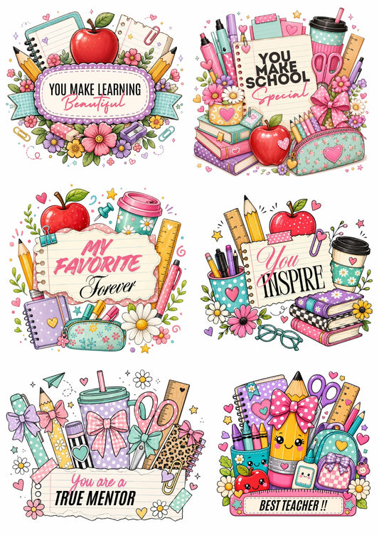 Teacher's Day Quotes  – Press N Peel Stickers (UV DTF) Size A6