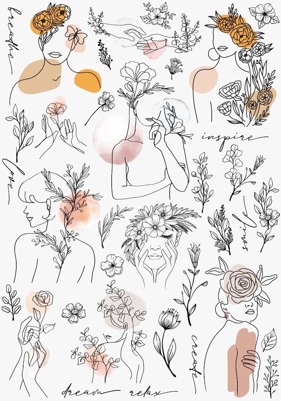 Abstract Faces  ( Instant Transfer Sheets )