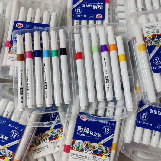 Acrylic Paint Markers (Mix Colours - 12 Markers)