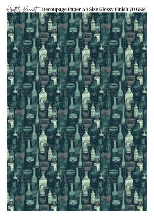 Alcohol Bottles Tinted ( Decoupage Papers )