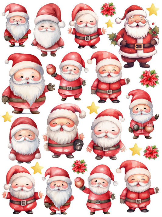 Cute Santa Claus - stickers (Instant Transfer Sheet) Christmas