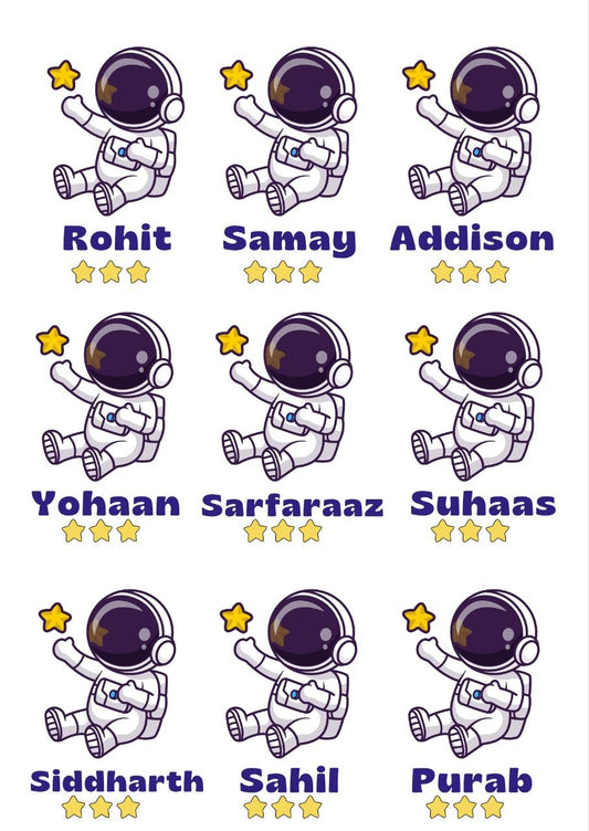 Astronaut - Personalised DTF Press n Peel Stickers (A6) 9 Names