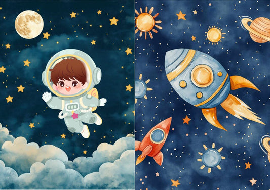Astronaut and Spaceship (Decoupage Paper)