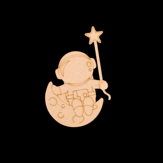 Astronaut moon star wand (MDF Lasercut Premarked Colouring Base)
