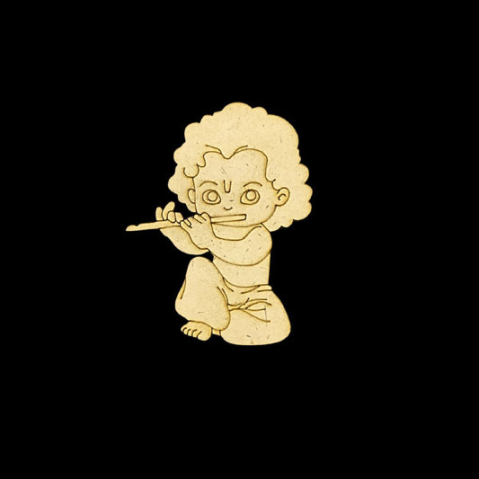 Baby Krishna Playing Flute -1(Premarked base MDF) Hindu elements
