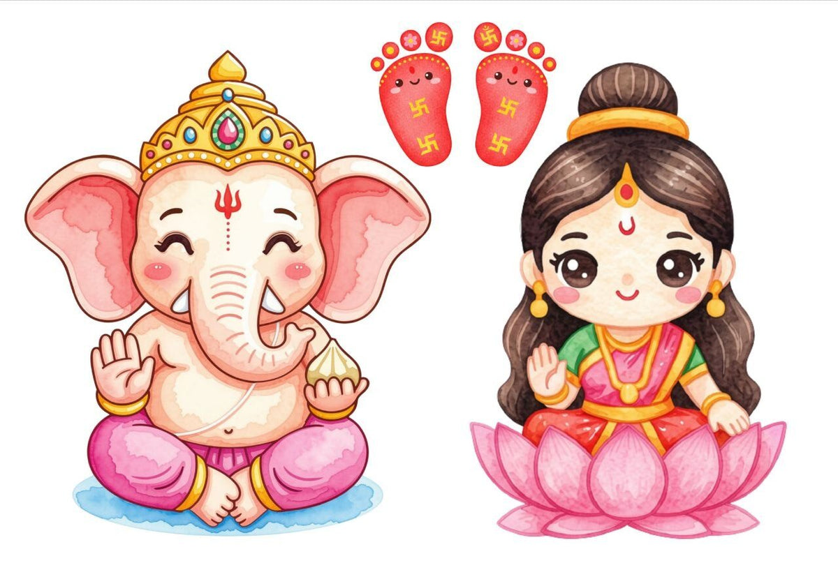 Baby Lakshmi n Ganesha - Mini Instant Transfer Sheet