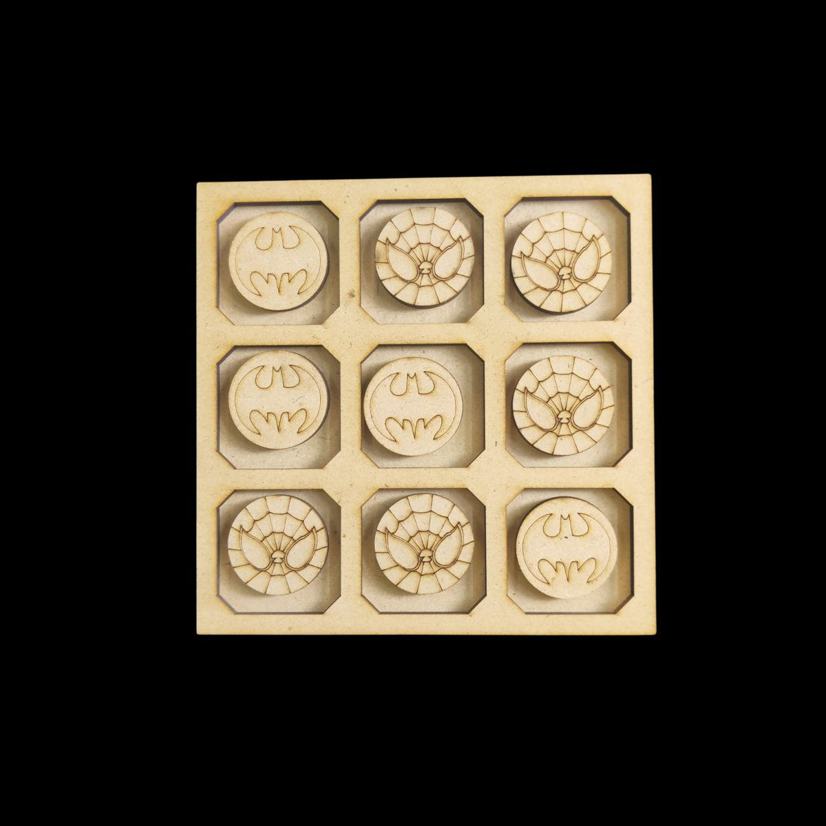 Batman and Spiderman - Tic Tac Toe (Lasercut MDF)Kids DIY