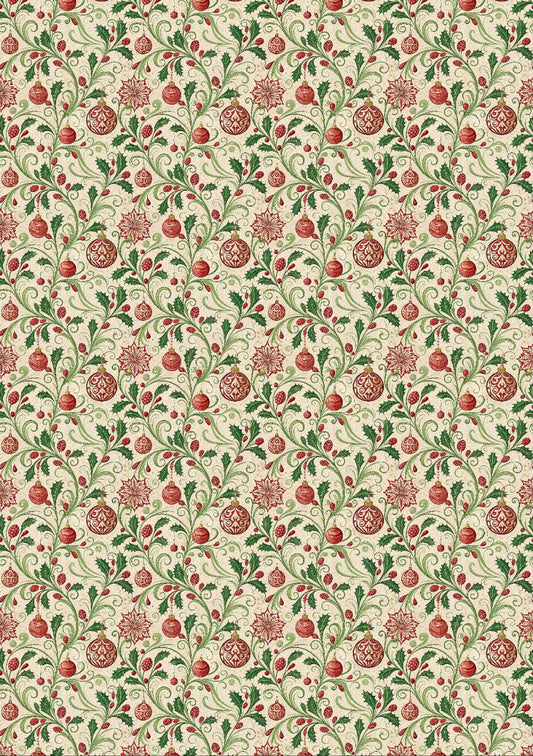 Baubles n Holly Berry Flourish - Seamless (Decoupage Paper) Christmas