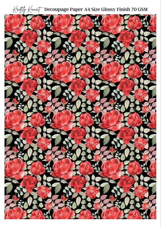 Bed of Red Roses - Seamless (Decoupage Paper - Valentine's)