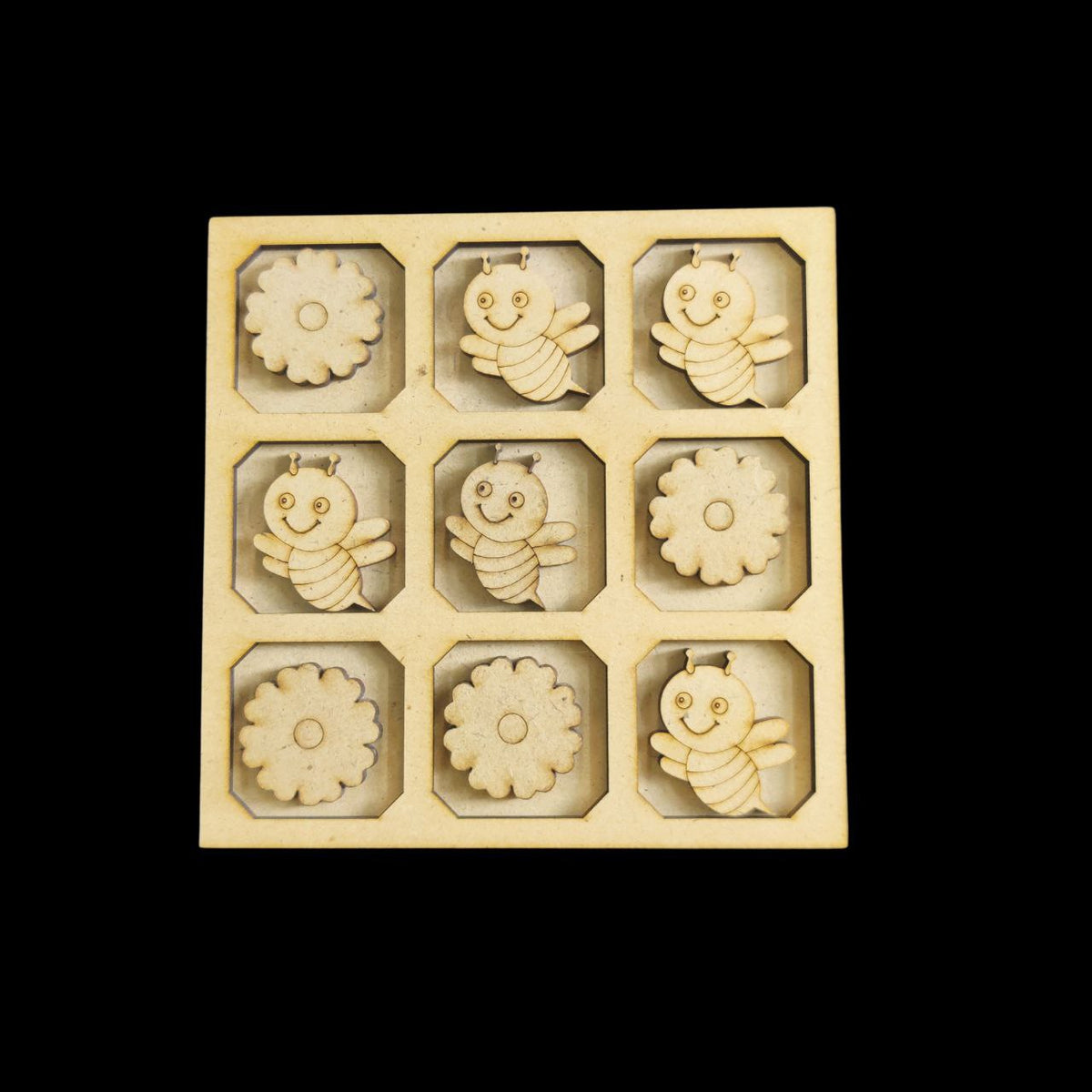 Bees and Flowers - Tic Tac Toe (Lasercut MDF)Kids DIY
