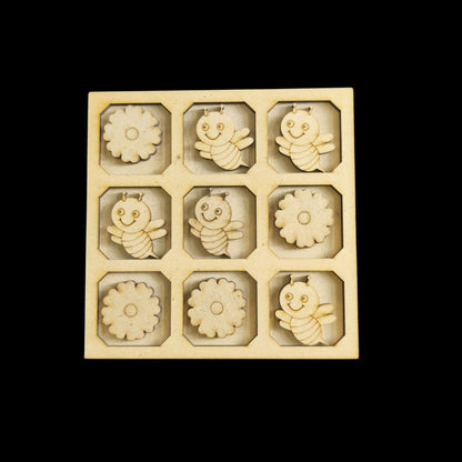 Bees and Flowers - Tic Tac Toe (Lasercut MDF)Kids DIY