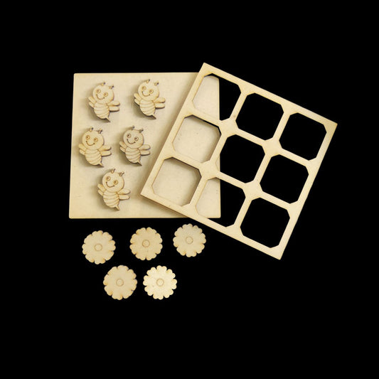 Bees and Flowers - Tic Tac Toe (Lasercut MDF)Kids DIY