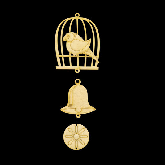 Bird Bell & Flower (MDF Wall - Car Dangler - Folk Art)