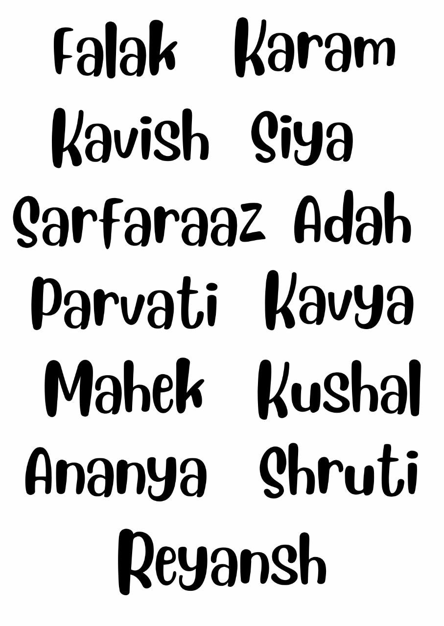Black Bold - Personalised Press N Peel Stickers (UV DTF) Size A6 - 13 Names