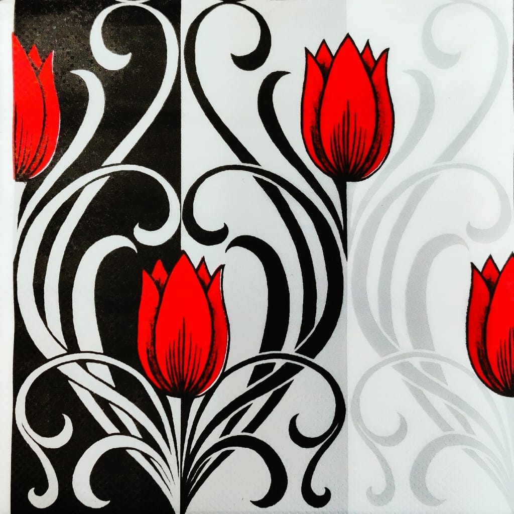 Black/Red Tulip ( German Napkins Tissues )