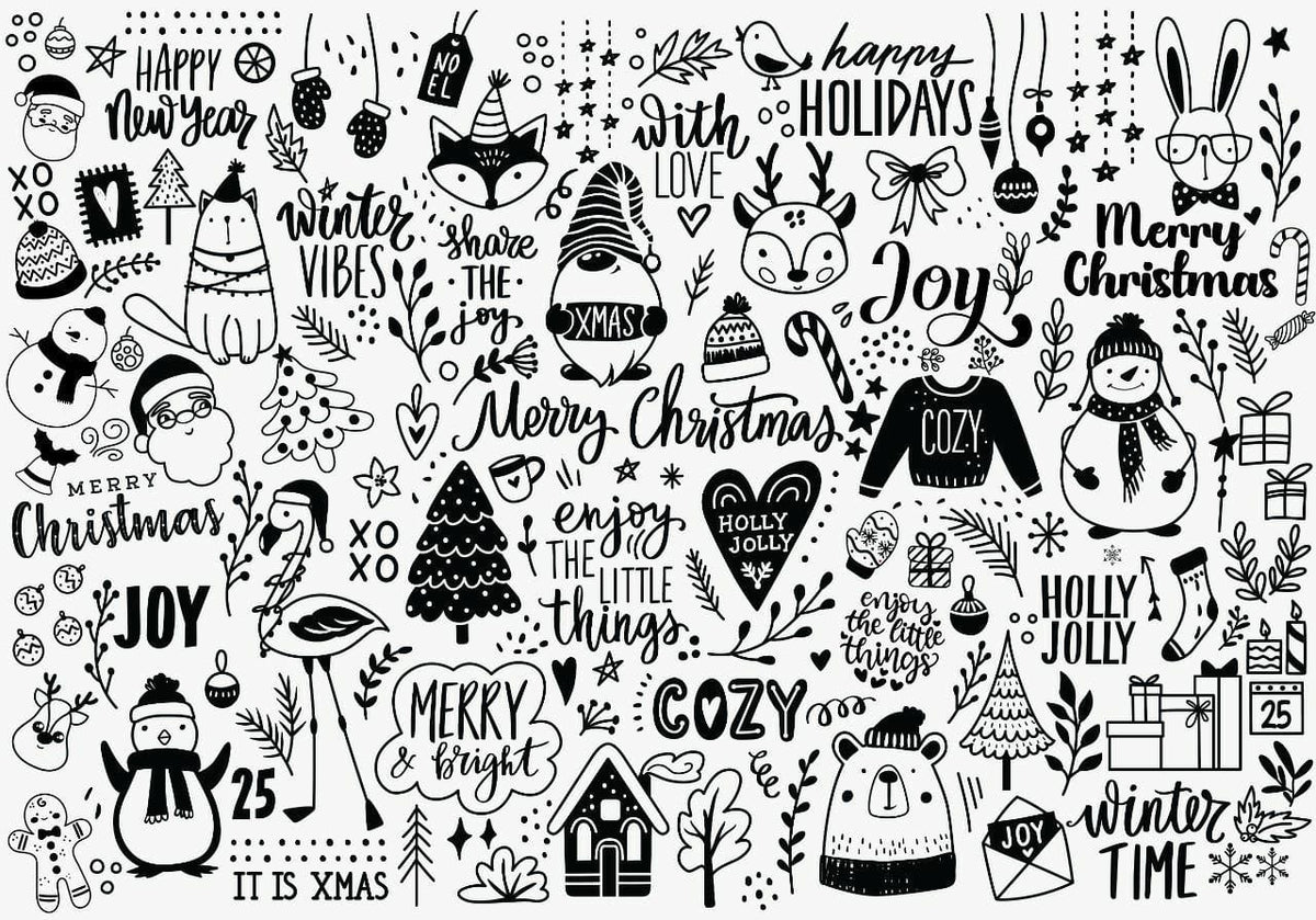 Black n white Christmas  ( Instant Transfer Sheets )